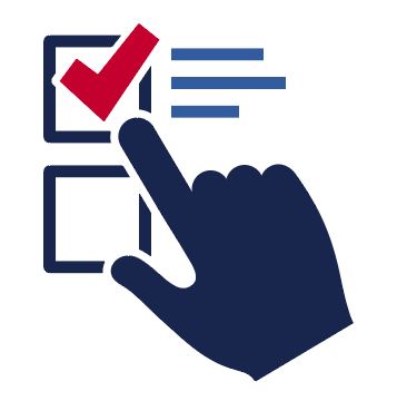 icon of a hand checking a box.