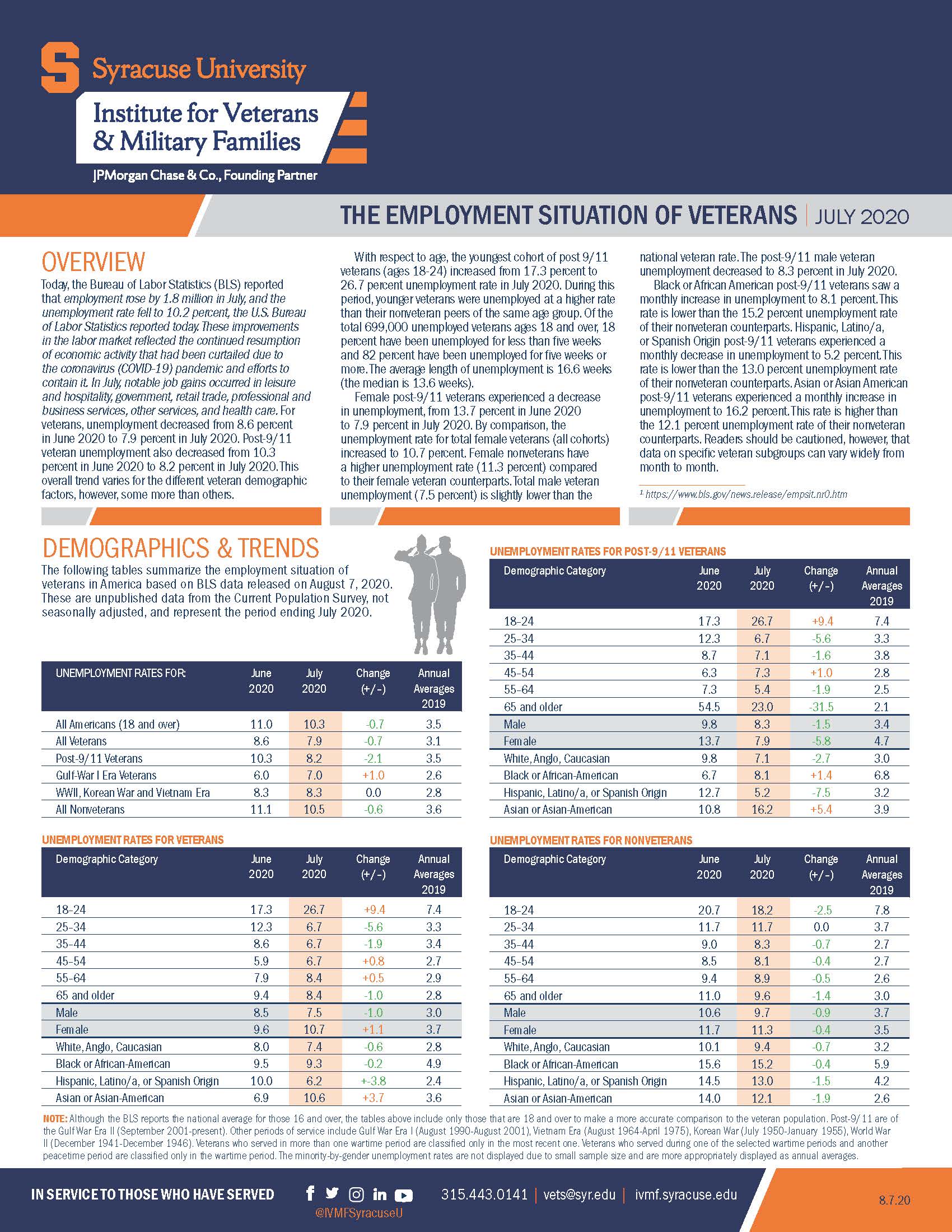 Cover of July Unemployment Report