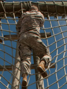 Soldier climbing