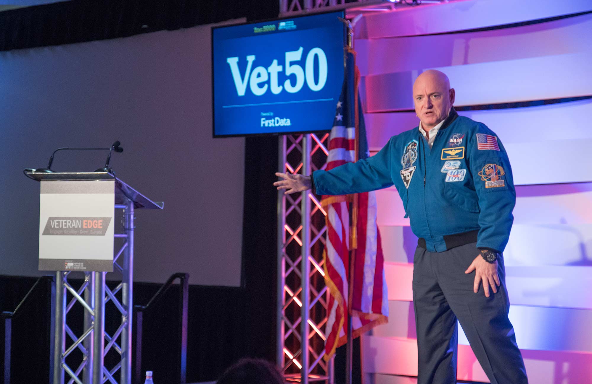 Astronaut Scott Kelly speaking at Vet50